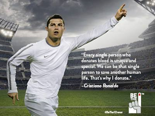 Ronaldo regularly donates blood